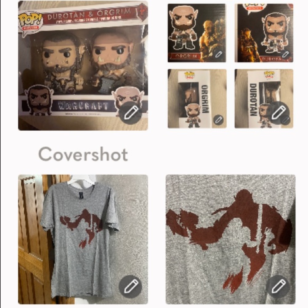 NIP Warcraft Durotan&Orgrim Funko 4x3”+tee=smaller 2X